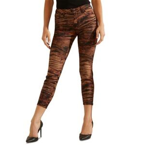 Guess sexy curve printed brown/black skinny jeans sz 27
